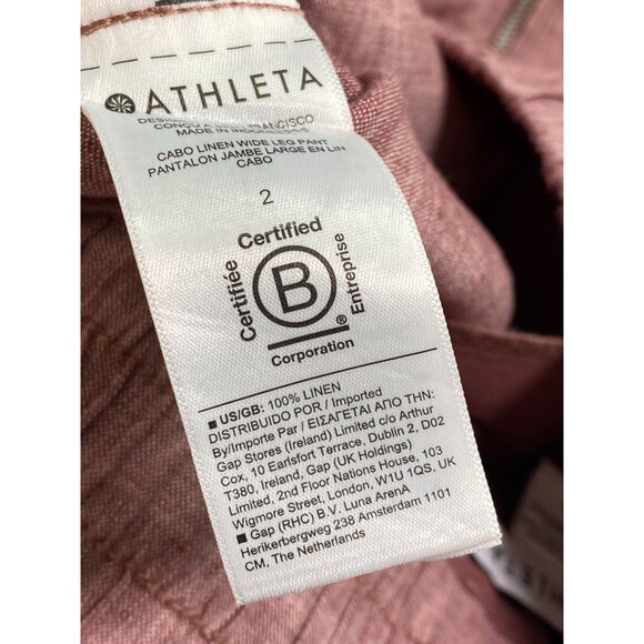 Athleta Womens Cabo Linen Wide leg Pants Size 2 Pink Drawstring Relaxed Fit - Picture 4 of 16